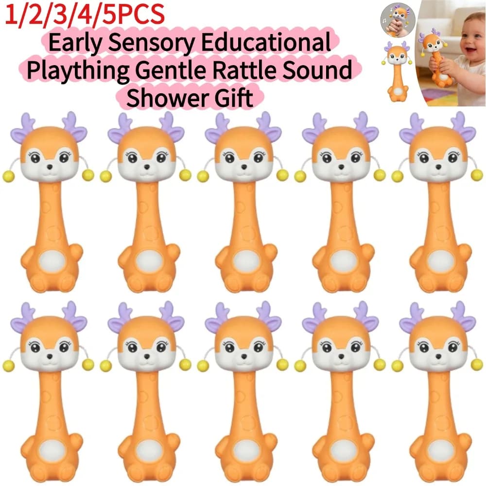 Simpatico Sonaglio Massaggiagengive a Forma di Cervo Sika per Neonati, Giocattolo Sonoro Sensoriale Educativo per la Prima Infanzia, Suono Delicato, Regalo per il Nascita