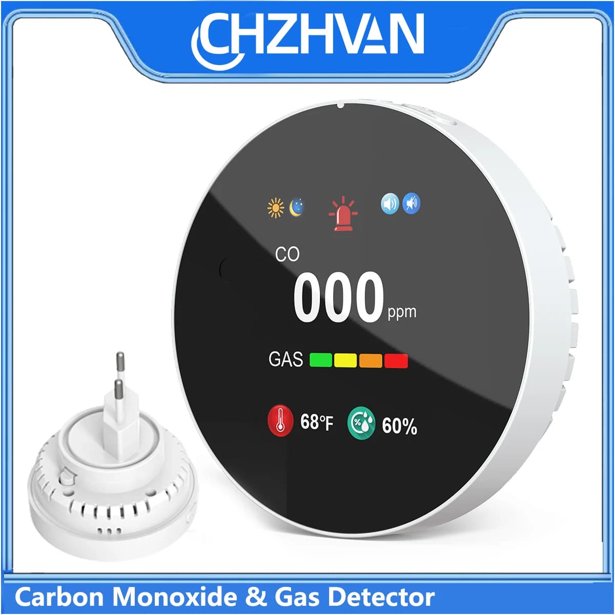 Rilevatore combinato di gas e monossido di carbonio Allarme 4 in 1 per perdite di gas naturale e CO con temperatura e umidità per la protezione della sicurezza domestica