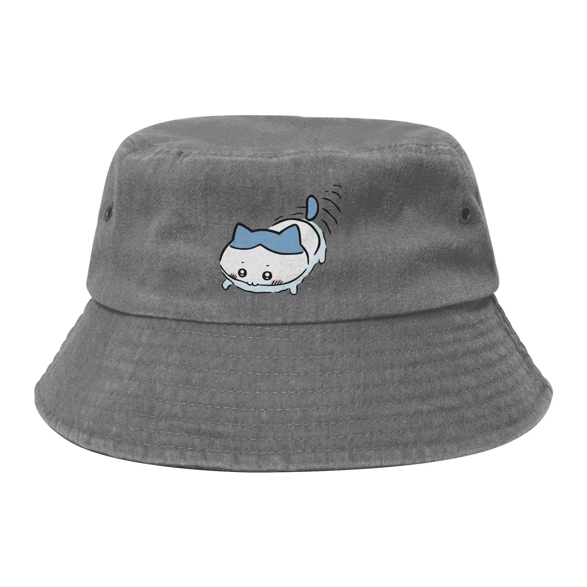 Unisex Hachiware Swimming Chiikawas bucket hats, hot summer headdress, folding, for outdoor sports, fishing, Bob, Dropshipping
