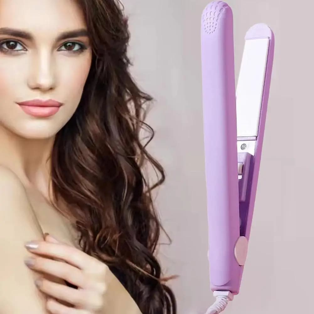 Mini hair plate, multicolored stick, quick heating, ceramic plate that does not damage, fringe clip, hair curler and smooth