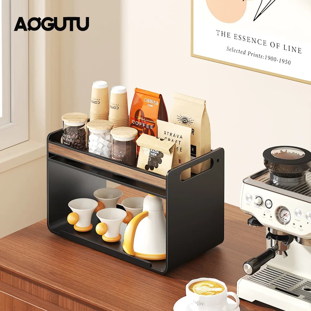 Multi-Functional Coffee Machine Cup Organizer Rack Small Size Storage Shelf for Home And Office