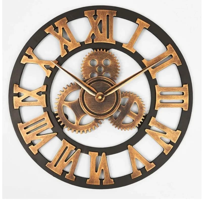 Orologio da Parete Grande Moderno in Legno con Design 3D Vintage, Silenzioso al Quarzo