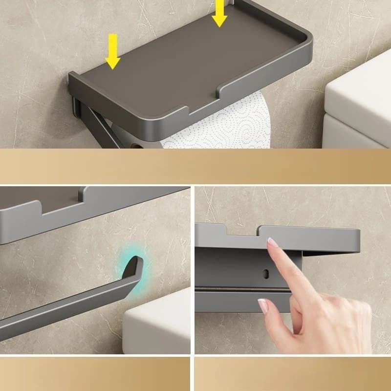 1 Pezzo Porta Carta Igienica Impermeabile con Mensola Porta Telefono, Dispenser di Carta Igienica da Parete Senza Foratura per Bagno
