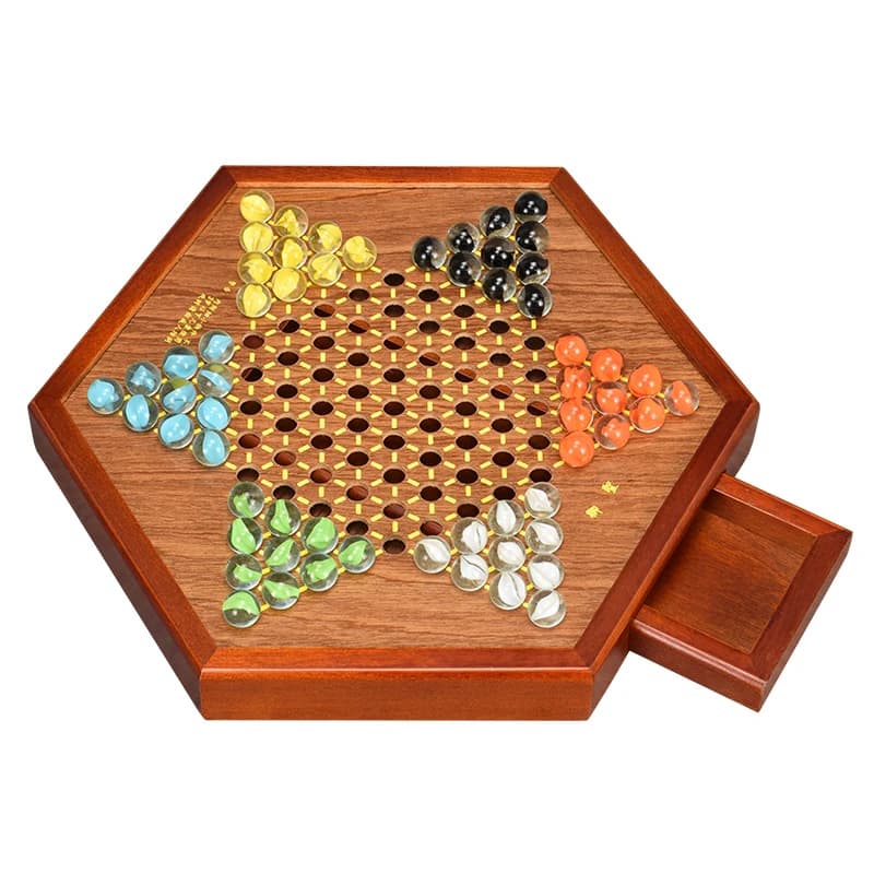 Set di scacchi cinesi di lusso in vetro multicolore/agata scacchiera esagonale/rettangolare in legno Fine classico gioco da tavolo per famiglie