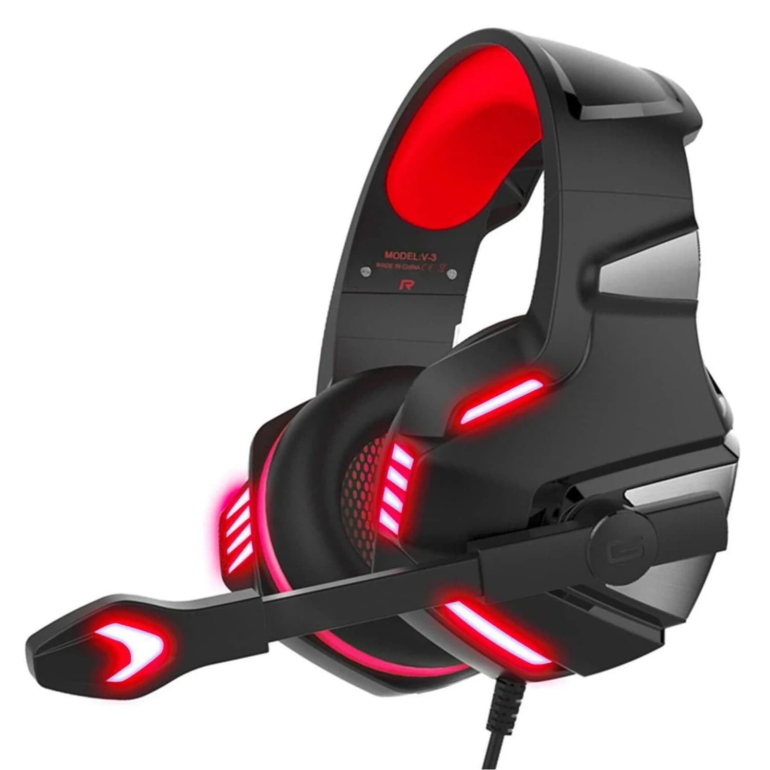 Wired V3 gaming headphones with noise cancelling stereo sound with LED light for PC Ps4 Controller Xbox One Switch Ps5