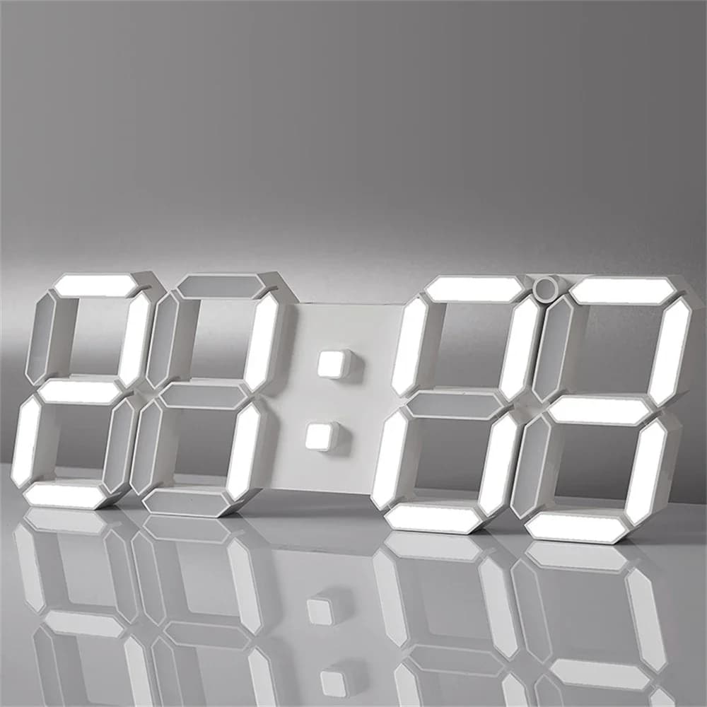 Orologio digitale a LED 3D Orologi da parete alla moda luminosi Sveglia elettronica USB creativa multifunzionale Tempo Decorazione della casa Regalo