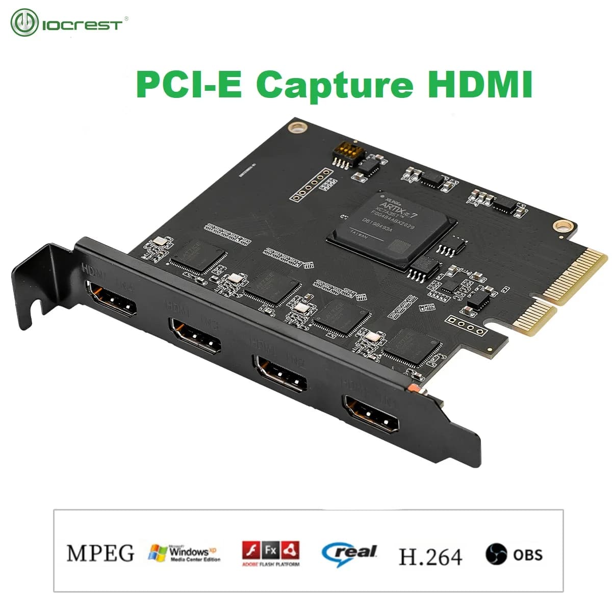 IOCREST scheda di acquisizione Video PCIE compatibile con HDMI a 4 canali 1080p 60fps OBS Wirecast adattatore per Streaming di trasmissione in diretta porte Quad