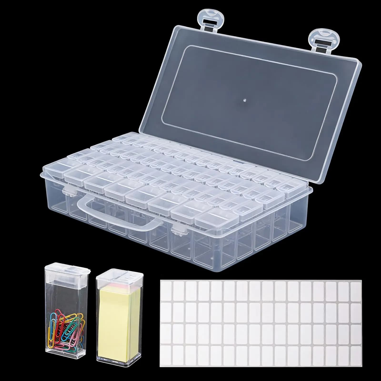Contenitori per Diamond Painting con 56/64 Scomparti, Organizzatore Portatile Trasparente per Arte con Diamanti con Coperchi, Contenitori per Perline