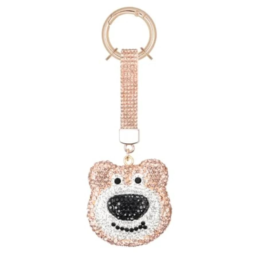 Portachiavi in Cristallo per Donne, Charm a Forma di Orso Kawaii con Strass Scintillanti, Portachiavi per Auto, Zaino e Borsa
