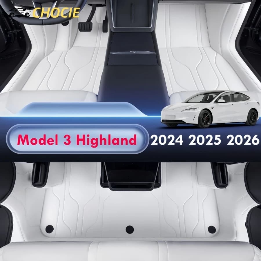 Fully Rounded PU Car Mats for Tesla Model 3 Highland 2024 2025 2026 Lhd Rhd Double Layer Car Flooring with Carpet