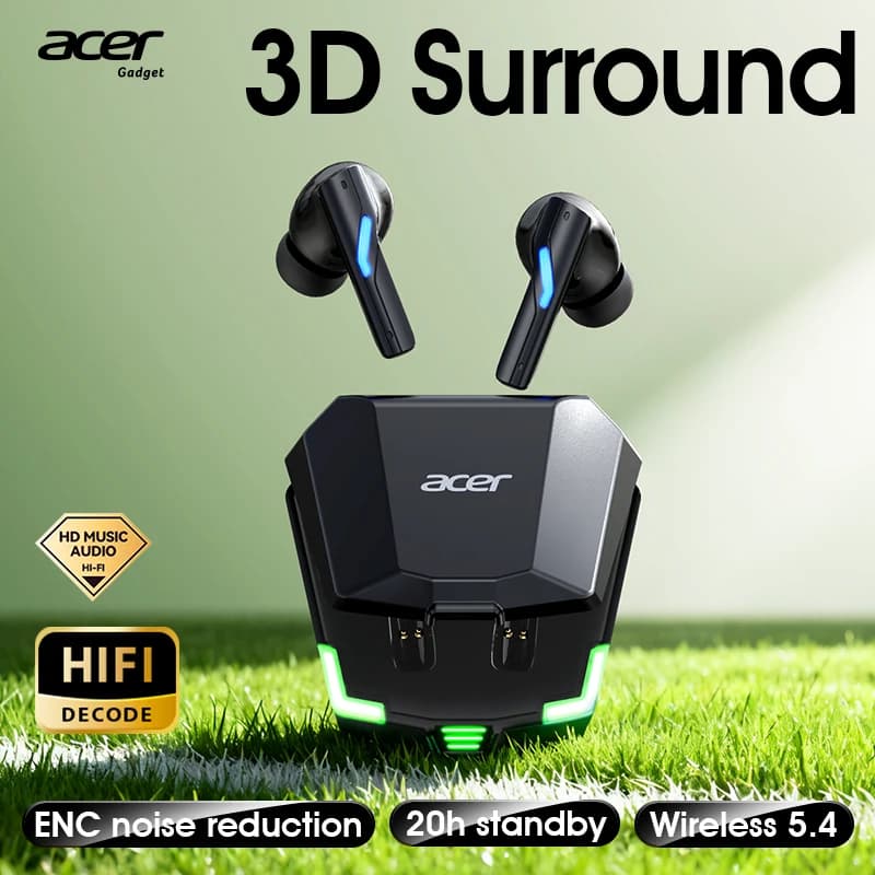 Acer OHR625 TWS Bluetooth Earbuds 3D Surround Stereo Low Latency Gaming Headset with Built-in Mic
