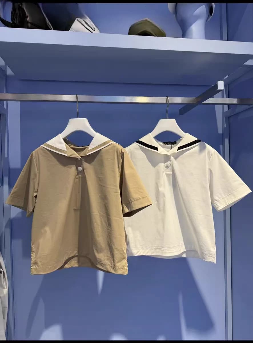2026 Summer Korean Original Women Golf Polo Shirt Navy Collar Half Button Preppy Style Youthful Sports Short Sleeve Tee