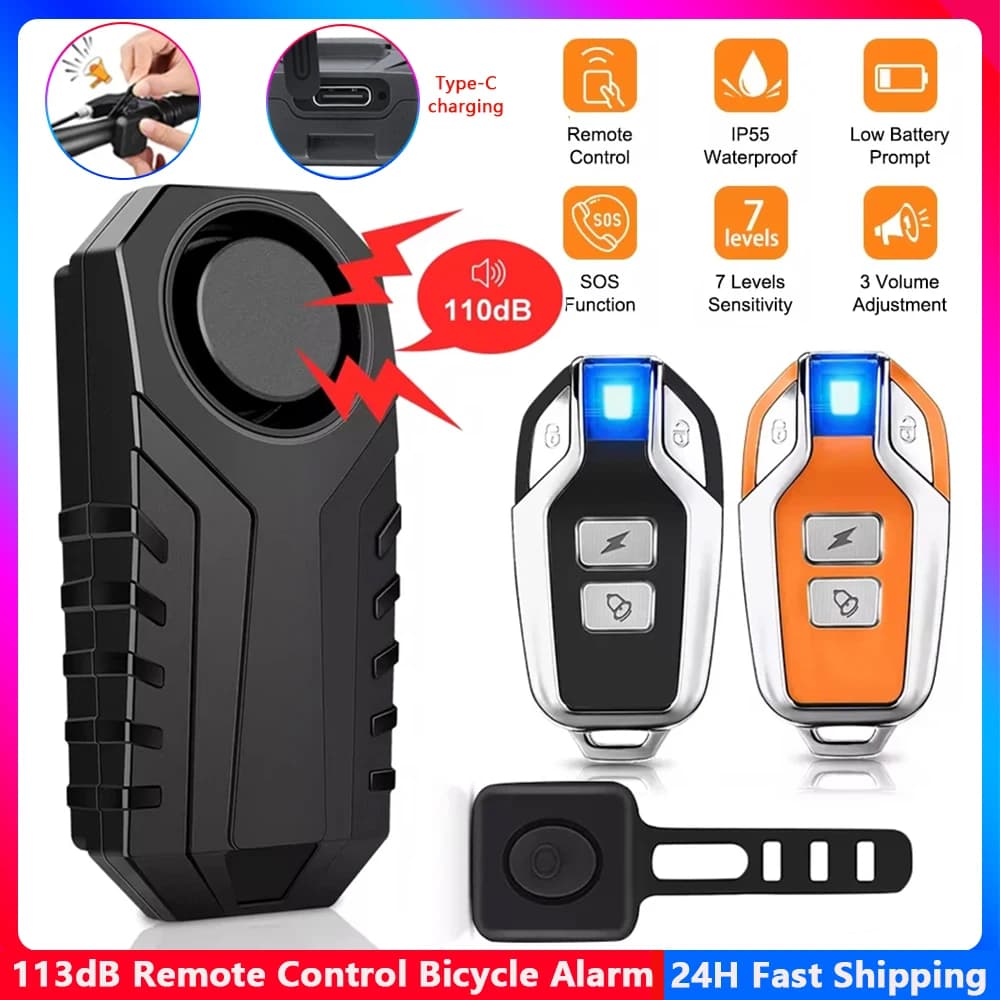 Allarme vibrazione bicicletta wireless Hollarm IP55 Allarme moto impermeabile Sistema di allarme rilevatore bici antifurto con telecomando