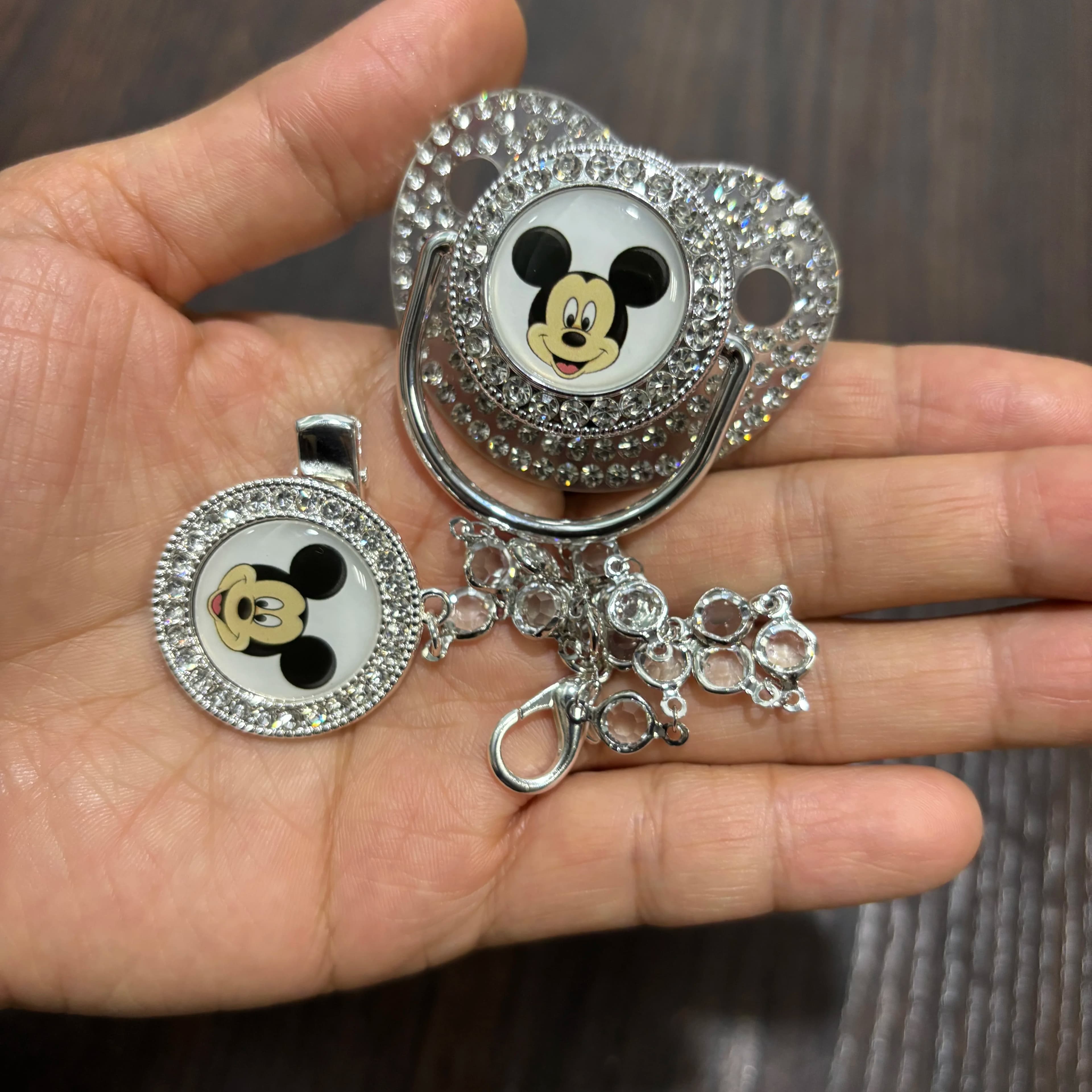 Cartoon Baby Pacifier with Dust Cover & Anti-Drop Chain Flexible Silicone Soother Nipple Kawaii Chew Toy for Teething Infants