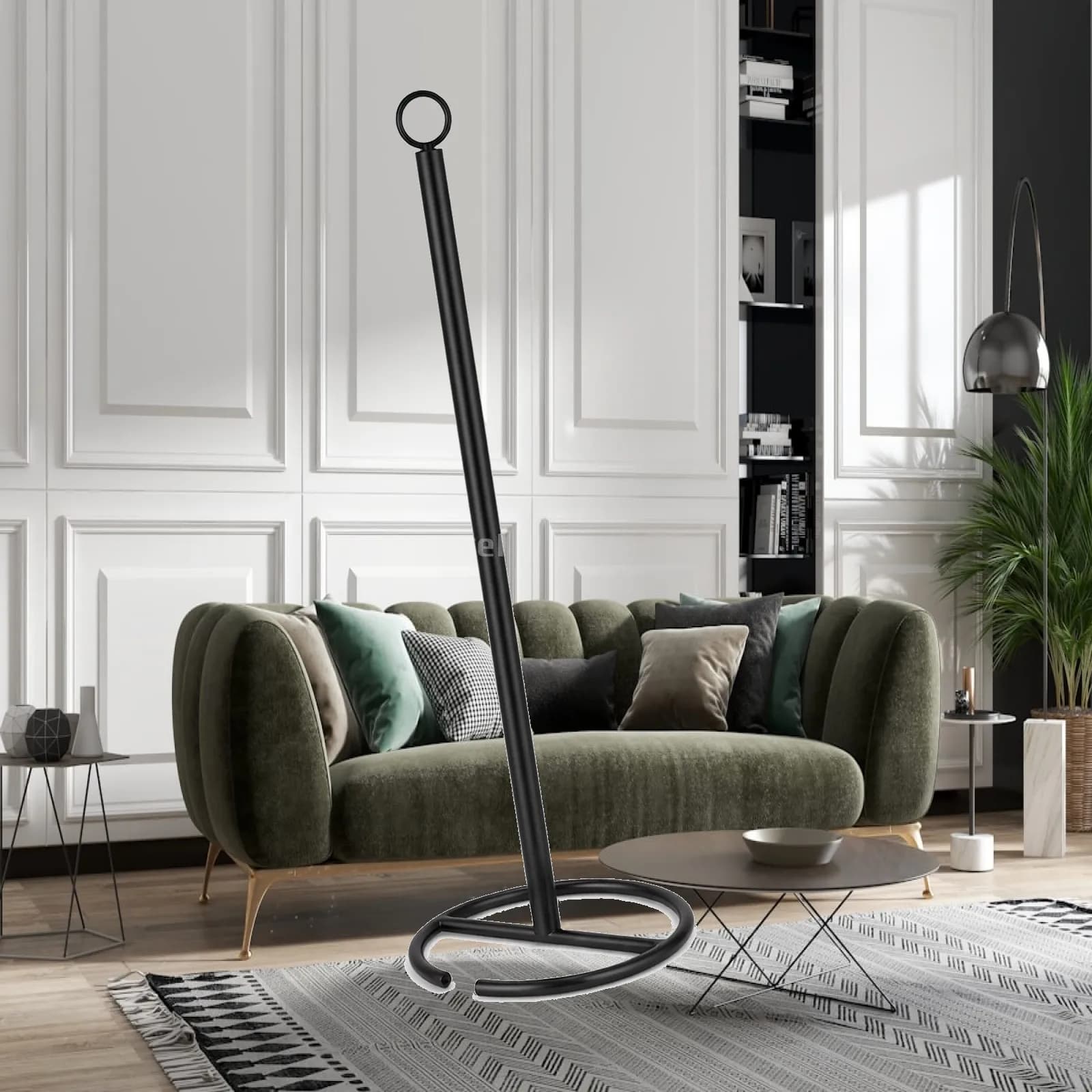 Portarotolo Verticale in Ferro Battuto Senza Foratura, Porta Carta Igienica per Bagno, Elegante Arredo Casa