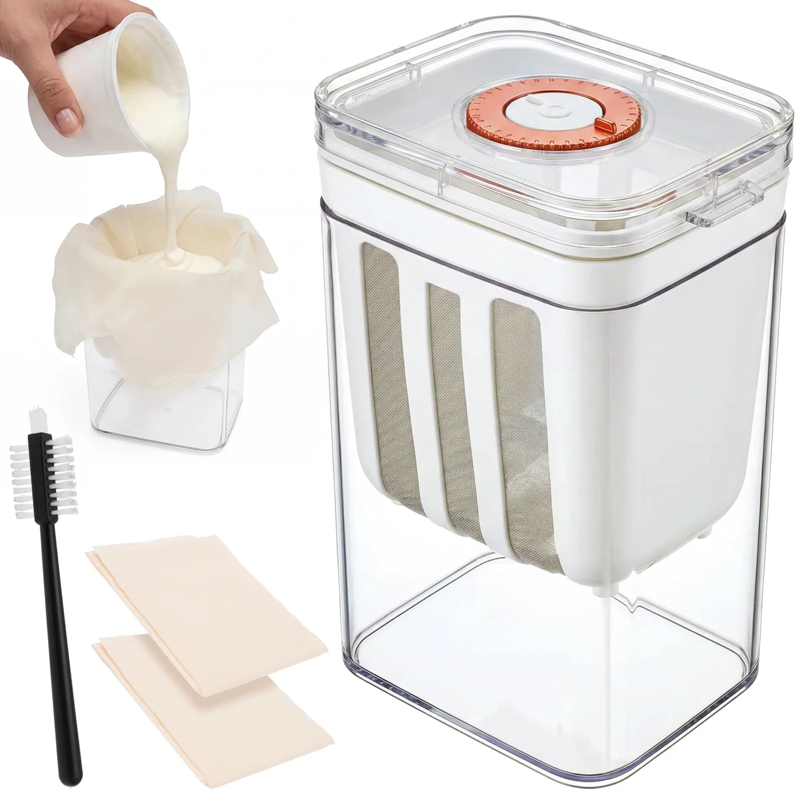 1100ML/37.2oz Yogurt Strainer Reusable Yogurt Whey Separator Stainless Steel Fine Mesh Yogurt Strainer Cheese Moisture Seperator
