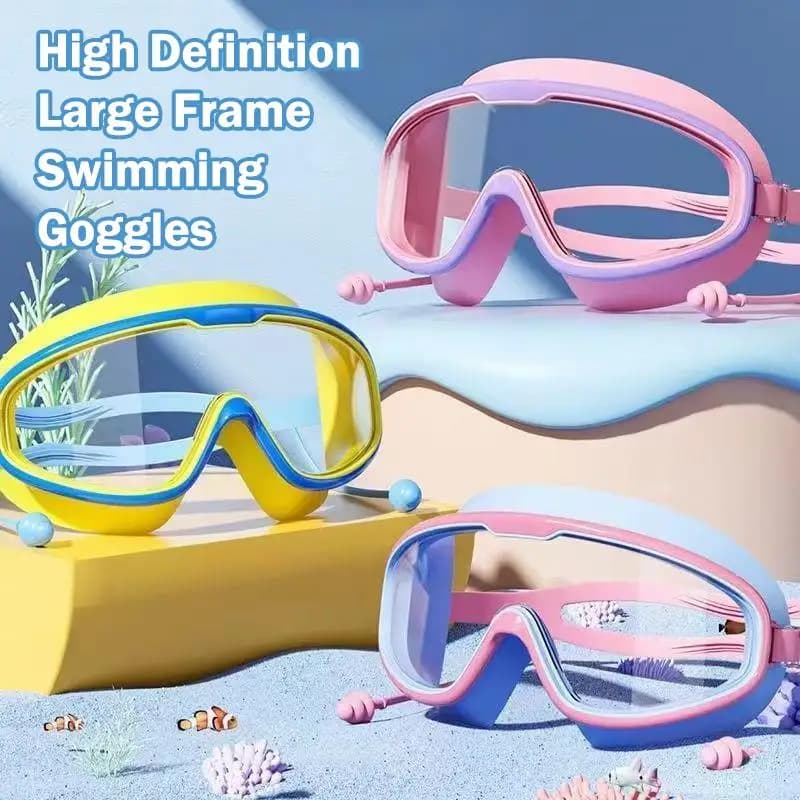 Occhialini da nuoto per bambini con montatura grande, visione HD, antiappannamento, impermeabili, per bambini e bambine, multicolore, da scegliere, 1 pezzo