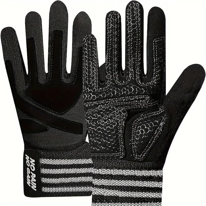 Weightlifting Training Gloves Full finger with wrist strap support with padded grip for gym sports fitness for weight lifting