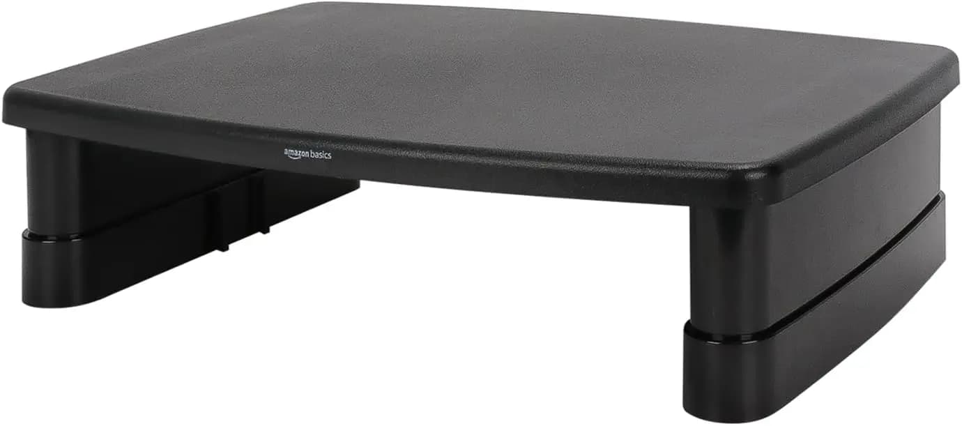 Supporto per monitor regolabile con spazio di archiviazione, riduce la tensione del collo, adatto a monitor e laptop fino a 22 libbre, nero