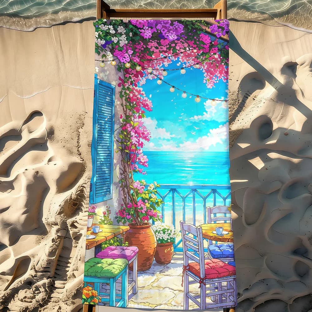 Art all these Summer Paintting Towel Asciugamano da spiaggia grande, morbido e leggero, ad asciugatura rapida, per viaggi e campeggio, resistente alla sabbia