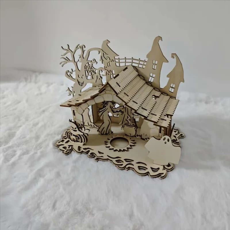 YHOLI-Per decorazioni natalizie di Halloween Kit in legno Casa delle streghe Paralume fai-da-te Set di costruzione di modelli Casa stregata