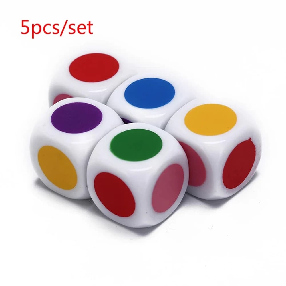 Dadi a Sei Facce Bianchi da 16 mm, Set da 5 Pezzi, per Giochi da Tavolo per Famiglie e Feste