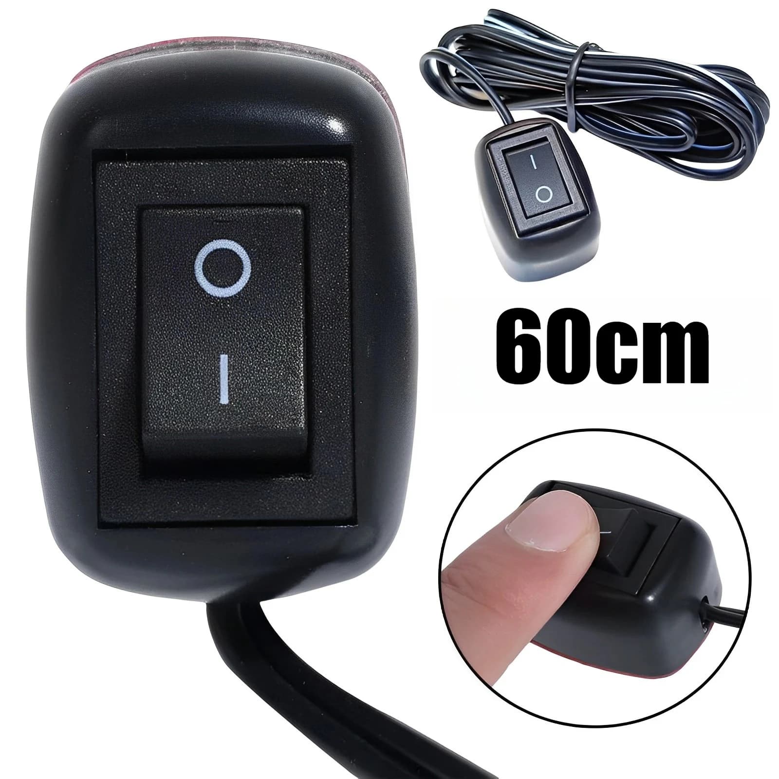 Toggle Switch Paste Type Universal Car Switch with Cable 60cm DC 12V for Fog Ring Drive Lights DRL LED Light Bar Mini Button