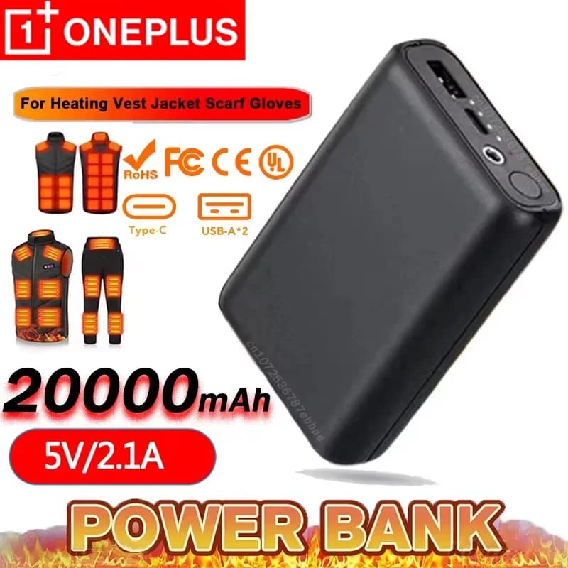 OnePlus USB Ricarica rapida Riscaldamento ultrasottile Power Bank Batteria esterna portatile per giacca gilet riscaldante per iPhone Huawei