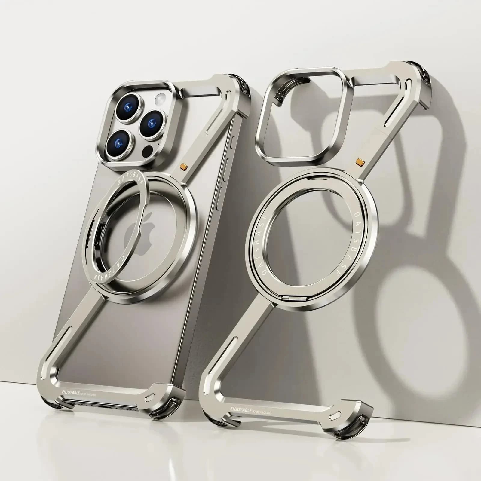 Custodia per telefono magnetica senza montatura in lega di alluminio a forma di Z per iPhone 17 16Pro 15Plus Pro Max Supporto in metallo Magsafe antiurto rigido