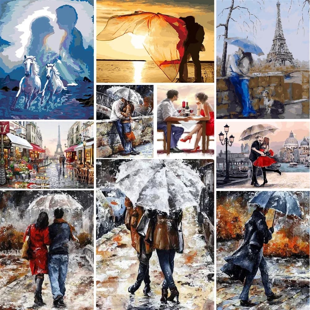 1pc frameless Adults Acrylic Paint By Numbers Romantic Couple Picture Hand Painted Package 40x50 Handicrafts Kits For Living Roo
