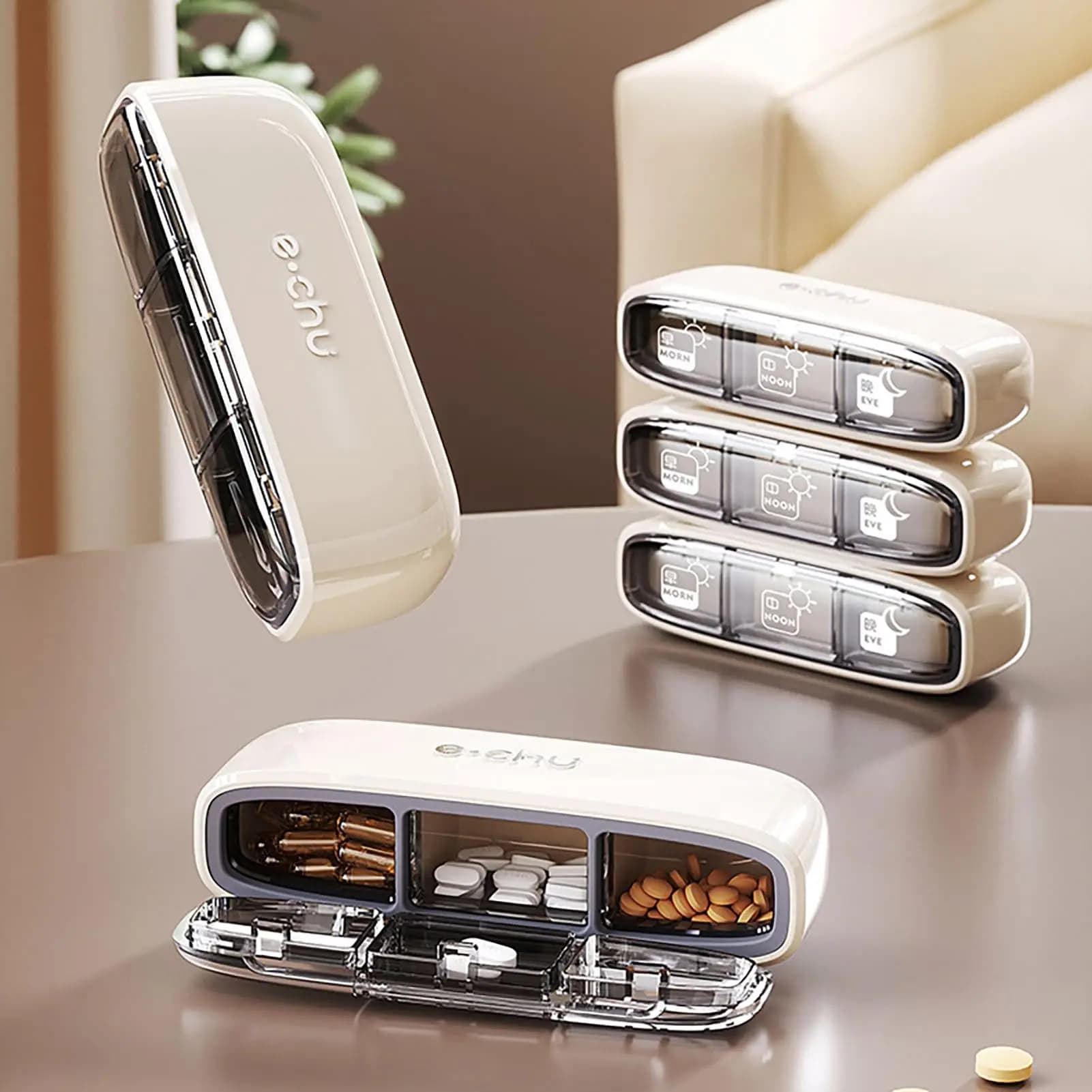 One Day Portable Folder Box 3 compartment Folder Box Travel Folder Box Vitamin Medicine Supplement Box Small Pocket Medicine Box