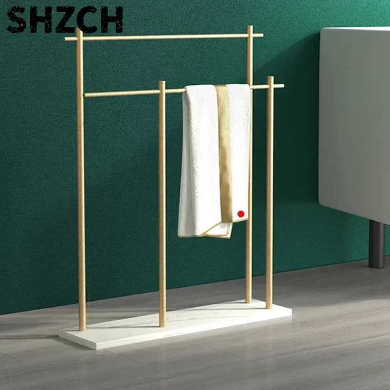 Marble Floor Towel Rack Luxury Bath Towel Stand Storage Shelf Elegant Style Organizer Bathroom Storage