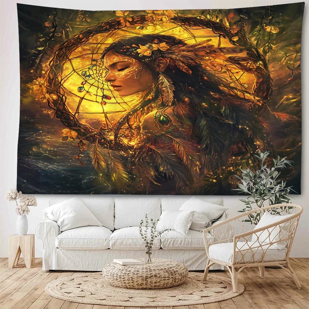 Beautiful California Goddess Maya Princess Dreamcatcher Background Decoration Tapestry Home Background Decoration