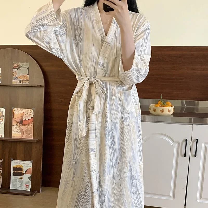 Vestaglie Vestaglia casual semplice sexy Primavera Estate Donna Garza Accappatoio lungo allentato Camicia da notte Cardigan Manica lunga di grandi dimensioni