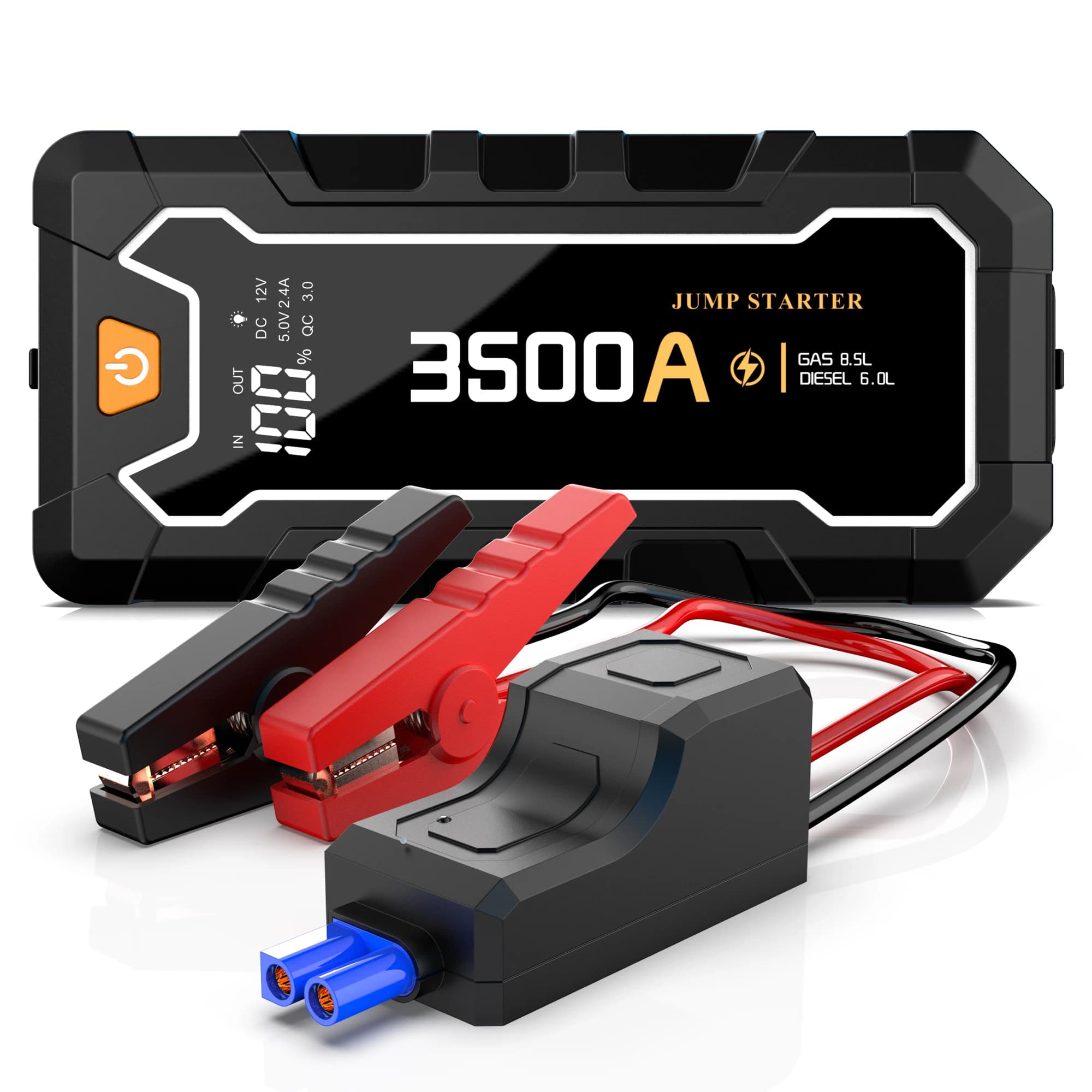 Avviatore portatile per batteria per auto con luce a LED da 12 V con booster per batteria per camion con logo personalizzato per uso motociclistico