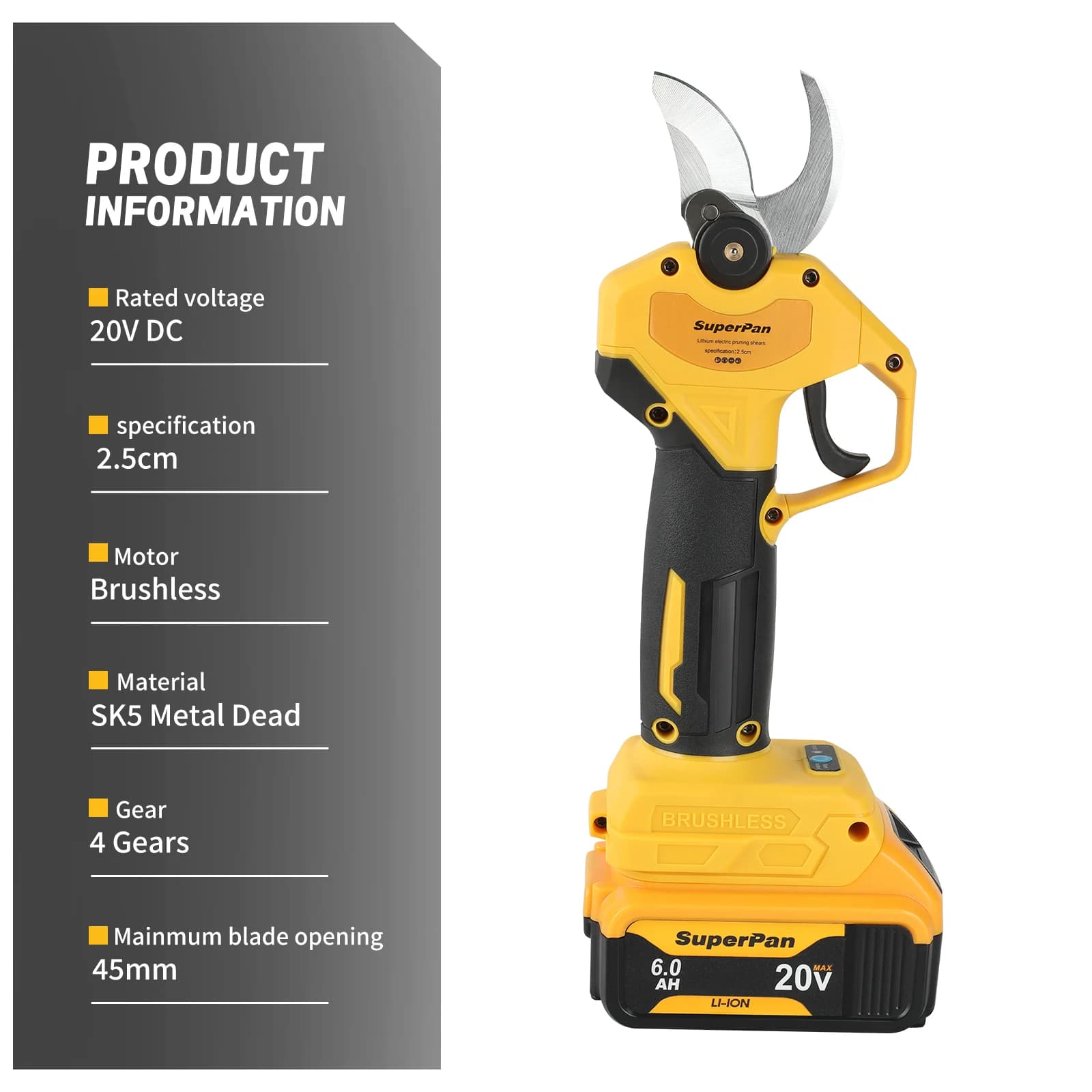 Ability of the Garden Without Sforzo and Precise: Brushless Cordless Shears for Fruit and Copper Trees, Compatible with Dewalt 18V Battery