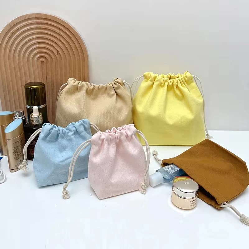 27*20cm Storage Bag Cotton Drawstring White Canvas Bags for Candy Gift Package Pouch Reusable Home Sundries Organize Bags