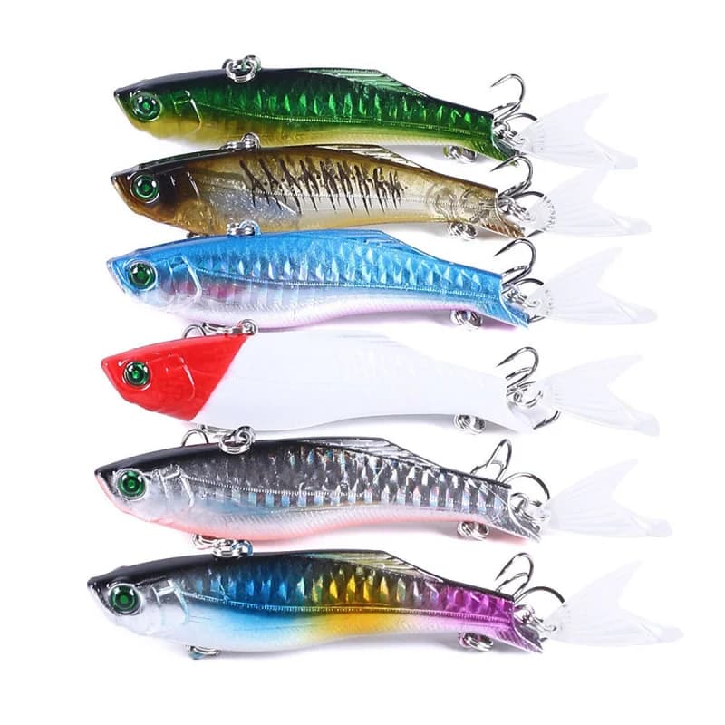 6 pezzi 8CM-22.5G-6 # Esca galleggiante a strati completi per la pesca con punta rialzata VIBLure, esca artificiale per esterni, attrezzatura da pesca