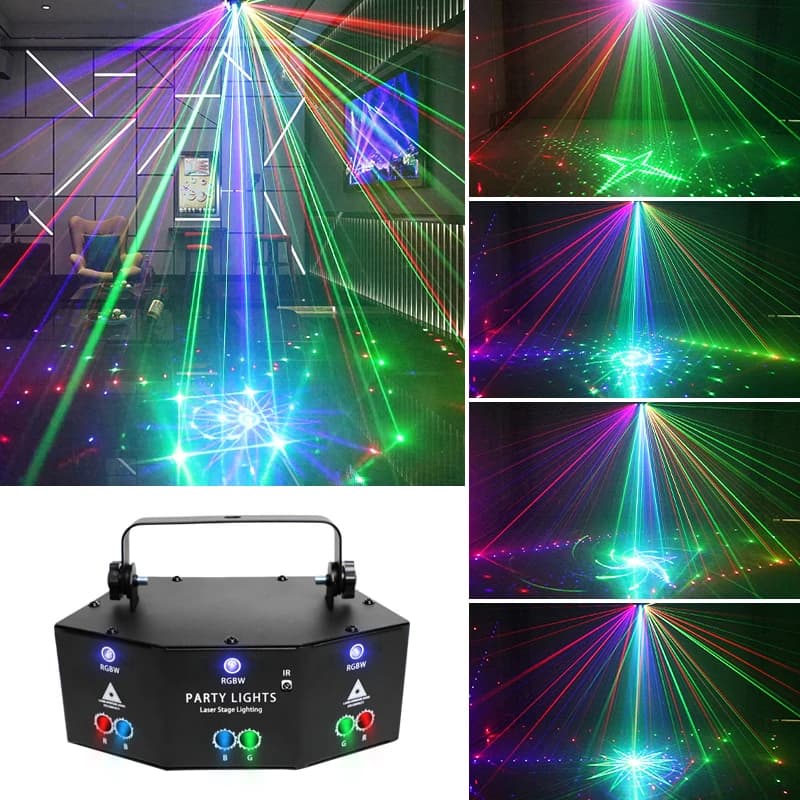 Wuzstar RG Laser Stage Light Sound Control Plug In Powered Graphic Projector For Disco KTV Pub Home Party Lamp