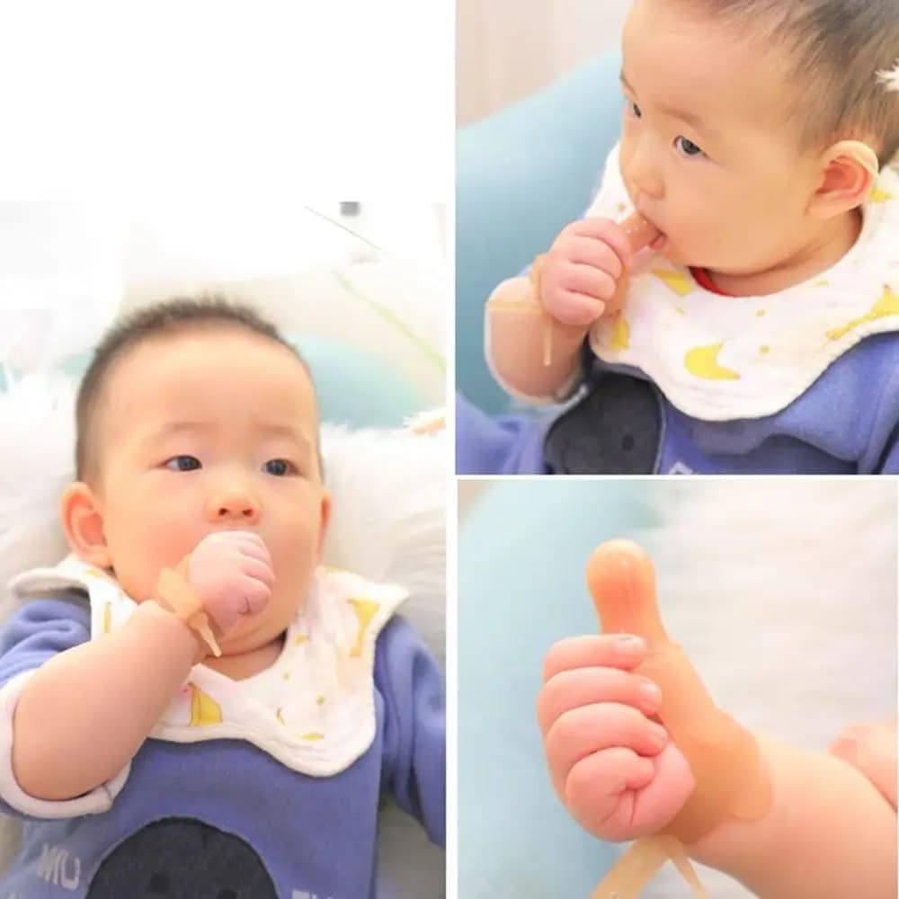 Culle per le dita del bambino Massaggiagengive in silicone Bretelle per le dita Bretelle per le dita per succhiare il bambino Ortesi per le dita Anti-mangiare Guanti per il pollice delle dita