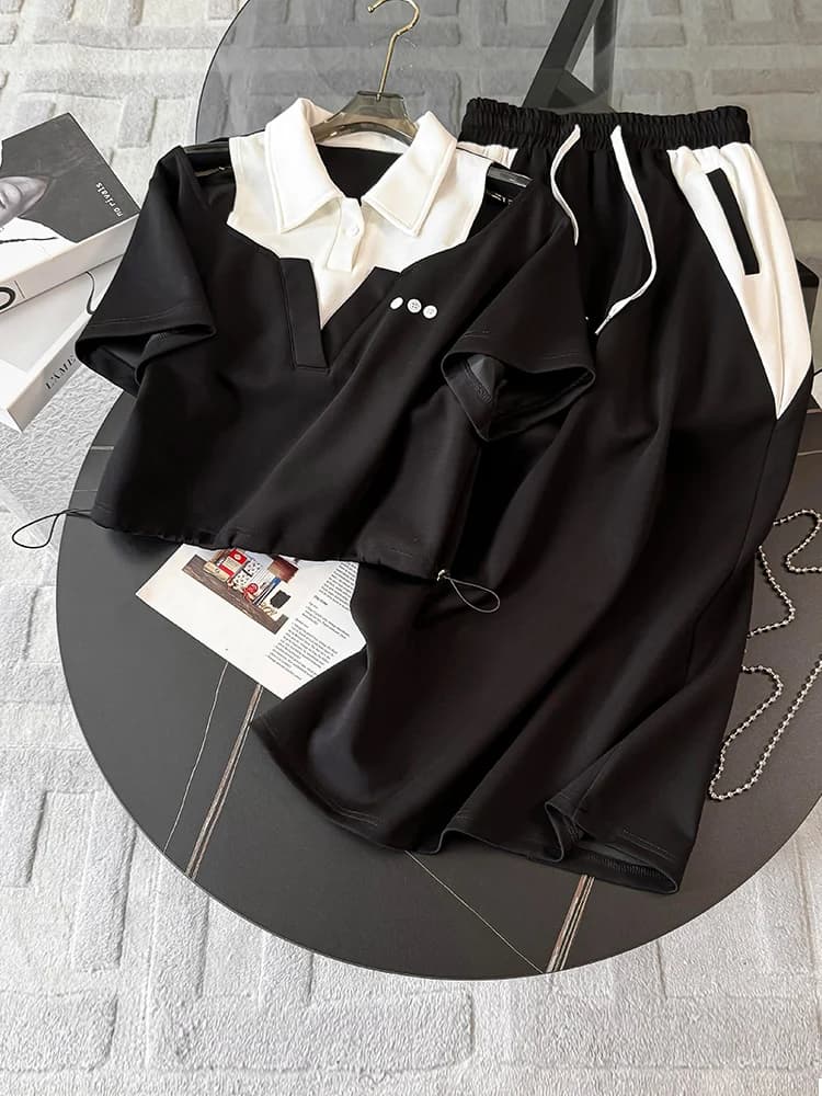 Trendy Streetwear Sportswear Set Women Summer 2026 Short Sleeve Top Half-length Skirt Small Size Two-piece Set Casual Sportswear