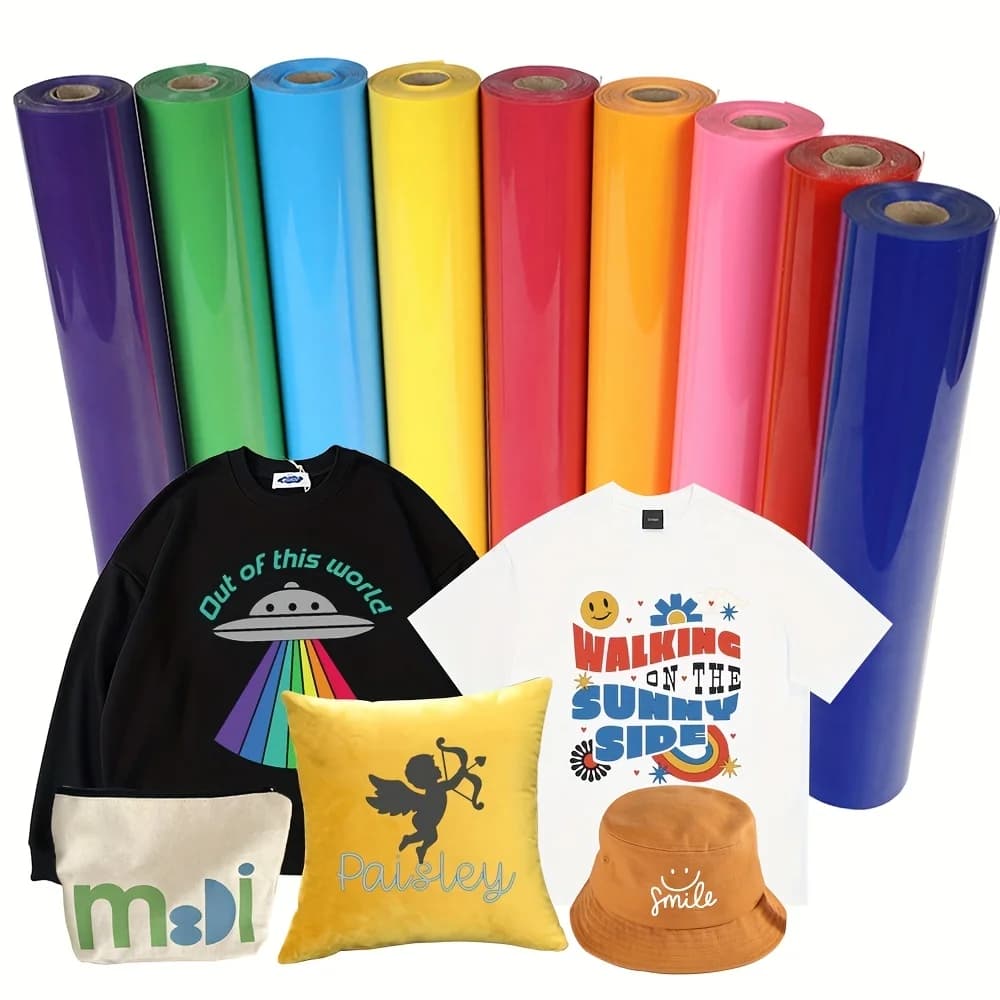HTV Heat Transfer Vinyl 12Inch x 8Feet Rolls Iron on DIY for T-Shirt, Easy to Cut & Weed Glossy ( 8FT.PVC)