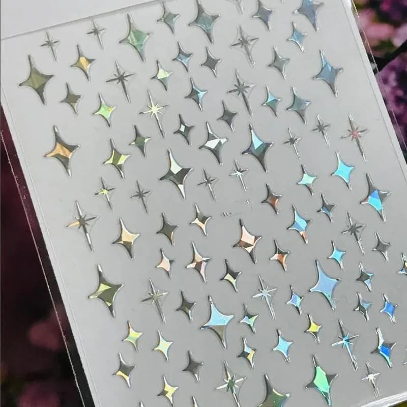 3D Laser argento/oro rosa Hollow Cross Star Nail Art Stickers Design autoadesivo Hollow Cross Star Nail/Body Art Decor Sticker
