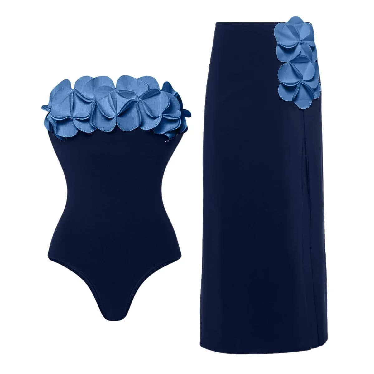 Costume da bagno intero con fiore 3D solido Costume da bagno donna di lusso Costume da bagno sexy senza spalline Monokini con spalle scoperte Costume da bagno