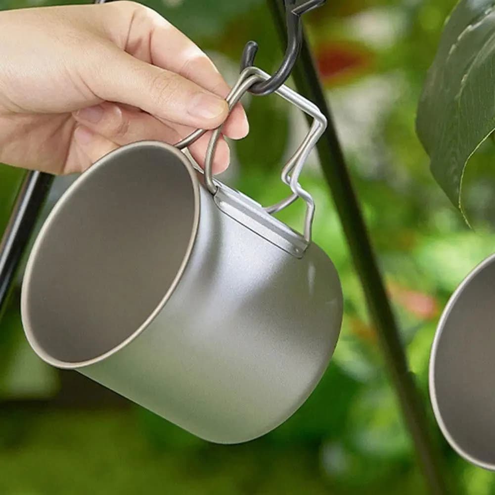 Tazza da campeggio in titanio Tazza da tavolo turistica portatile da esterno Utensili da picnic Attrezzatura da cucina Utensili da cucina per viaggi escursionistici