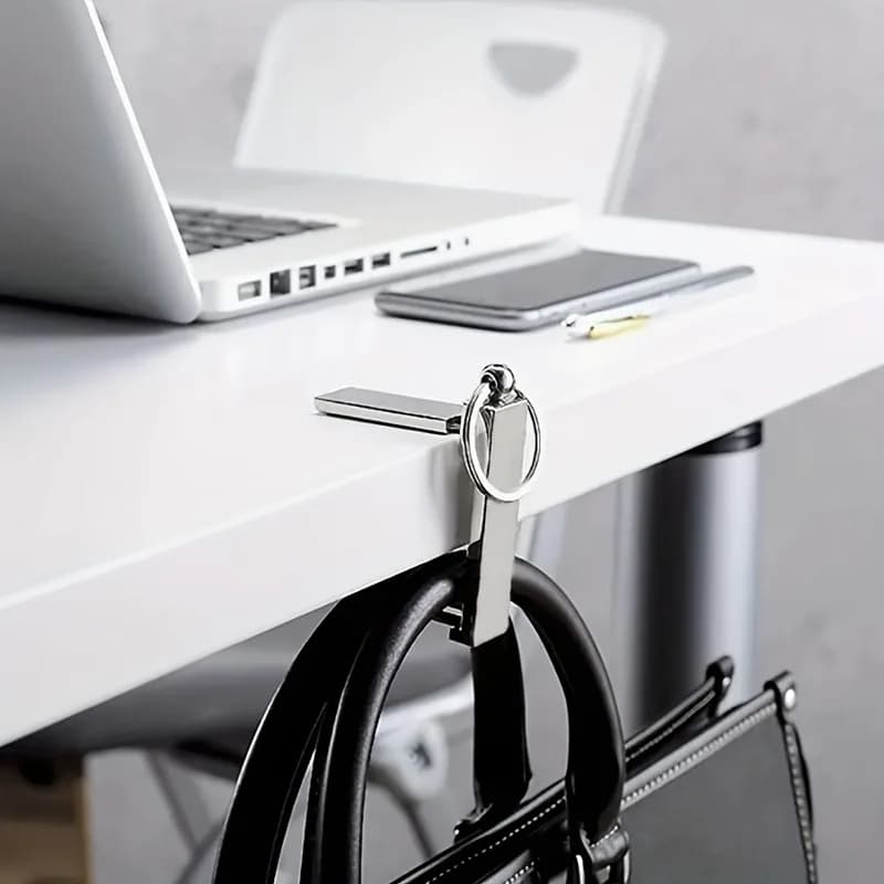 Multi functional metal hook, 2-in-1 folding wallet hook, and phone holder keychain, used for handbags and phone holders