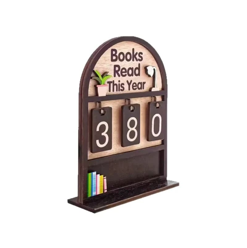 3D Counter to Double Sheet Wood for Books Beds This Year, Placeholder with Numbers for Book Decoration, Gifts for Teachers Lovers of Books
