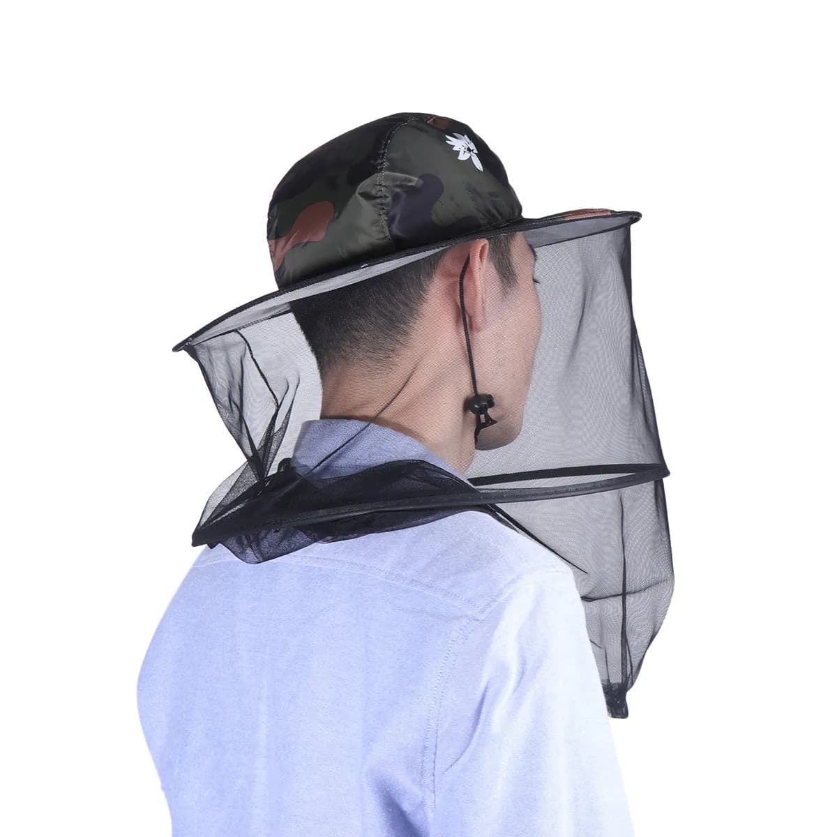 Cappello Anti-Zanzare da Esterno con Rete Protettiva, Copricapo per Pesca, Campeggio, Alpinismo, Motivo a Foglie e Fiori, Mimetico