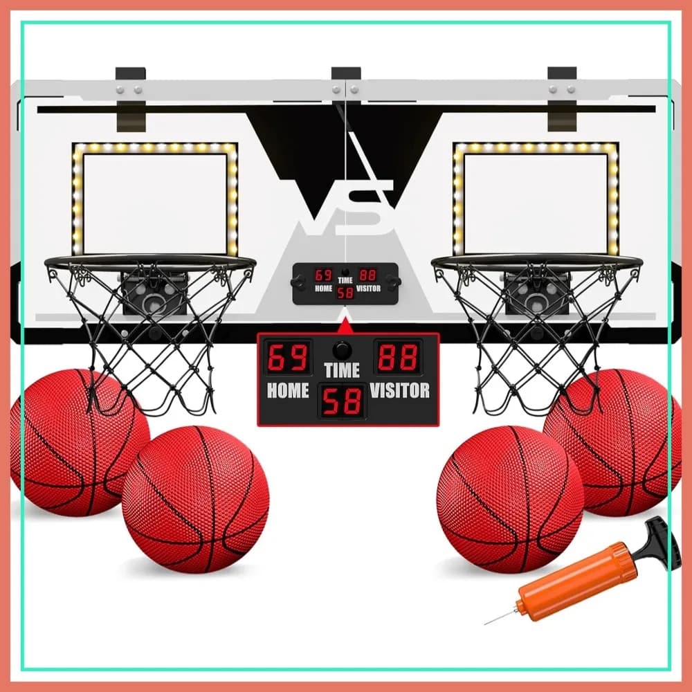 Gioco di basket per 2 giocatori, mini canestro da appendere alla porta, per interni, regalo per bambini, ragazzi, ragazze e adulti, per camera da letto/ufficio/esterno/piscina