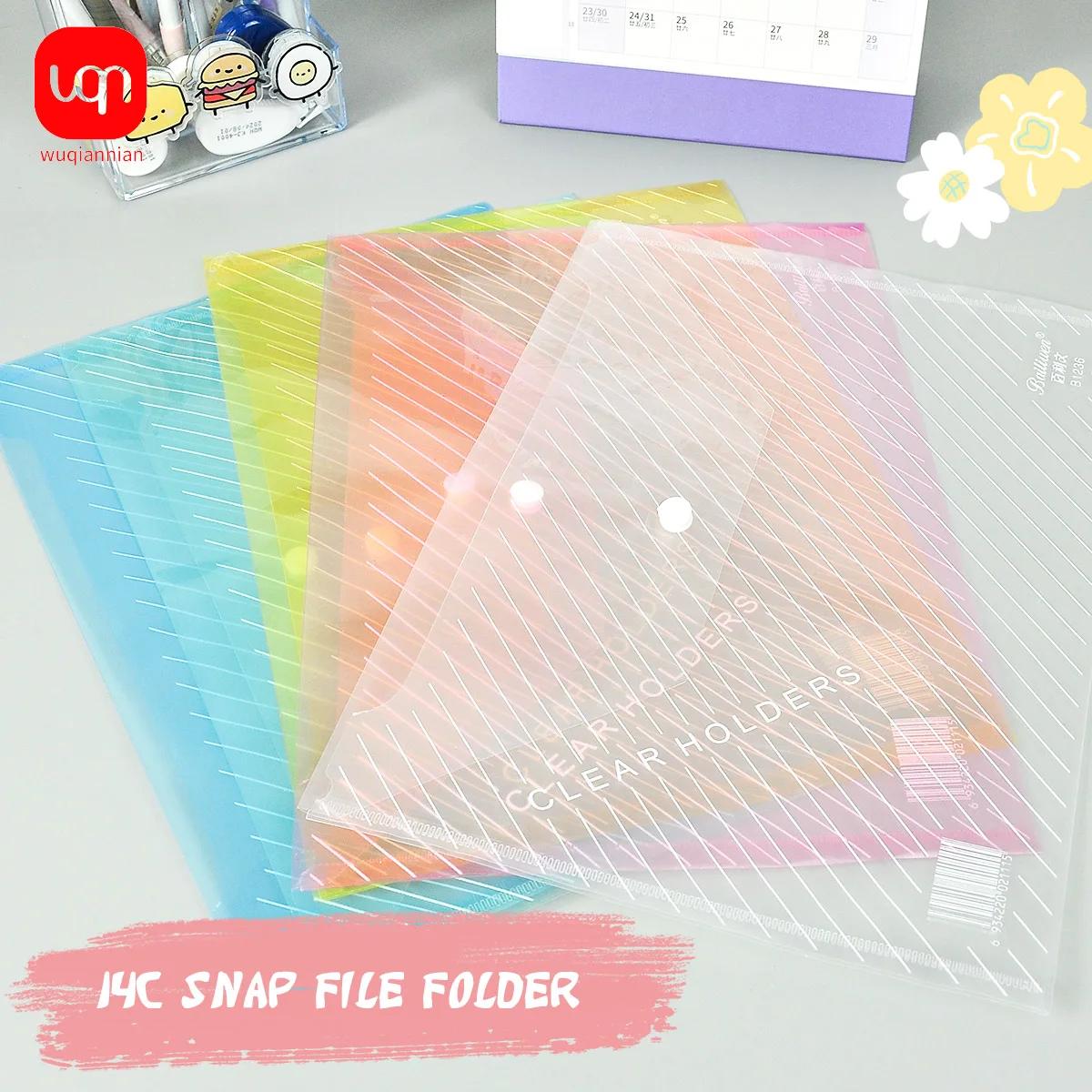 10 piece A4 document bag, transparent plastic, thickened, large capacity, waterproof, snap, for documents and tests
